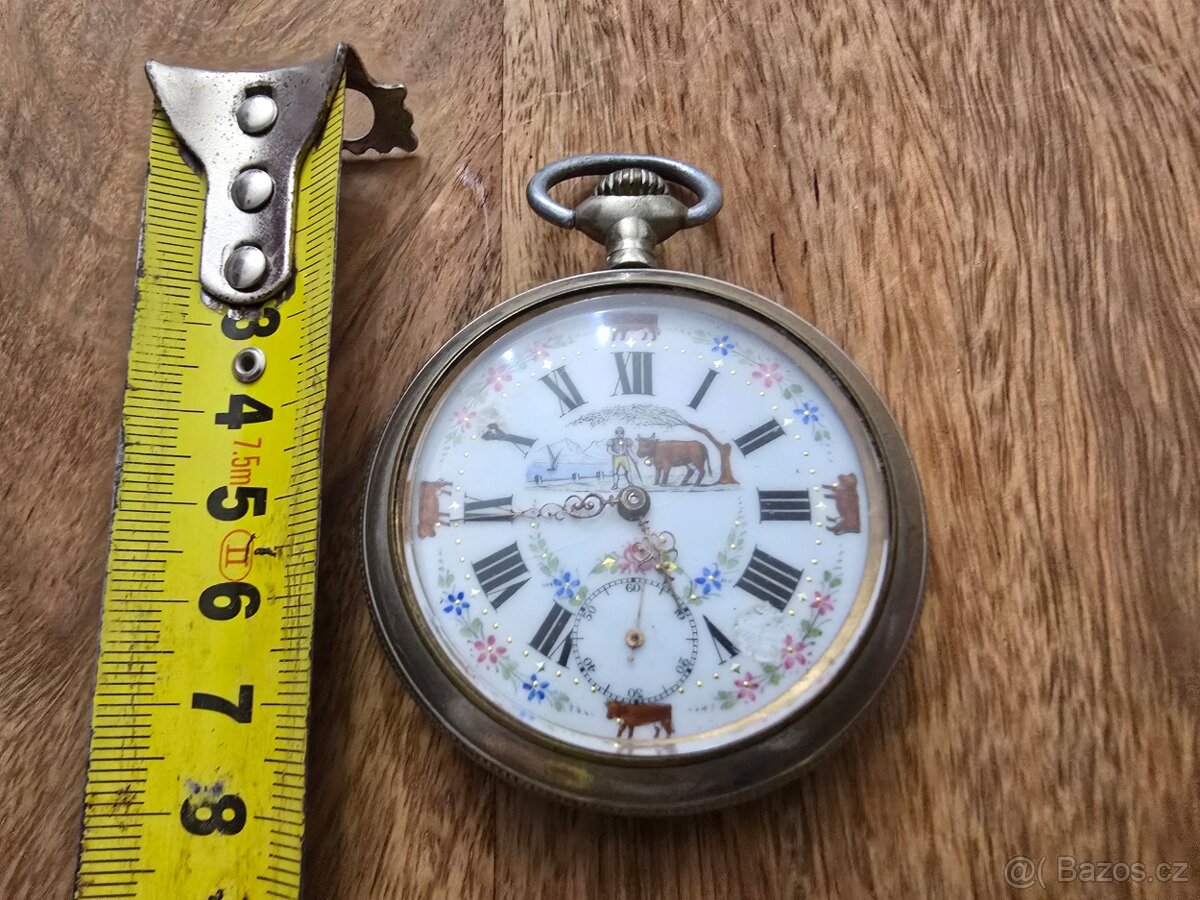 KRÁSNÉ SEDLÁCKÉ KAPESNÍ STAROŽITNÉ HODINKY -KRÁVY - 8