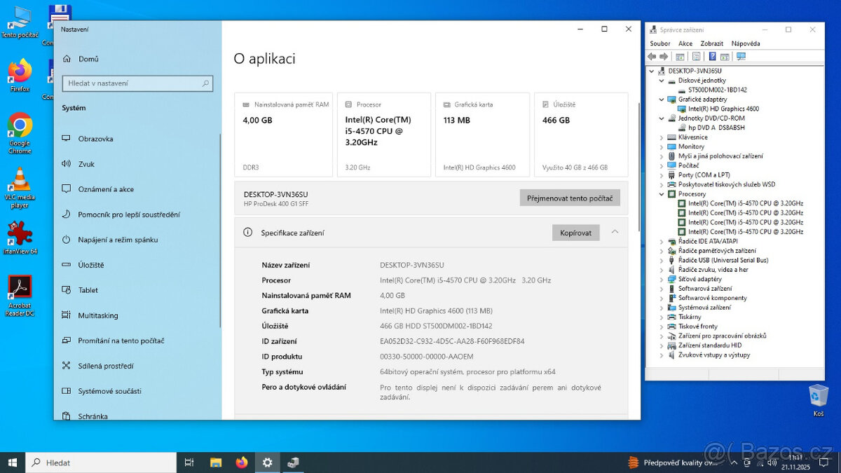 HP ProDesk 400 G1 - WIN 10, i5 4x 3.60GHz, 4GB, 500GB HDD - 8