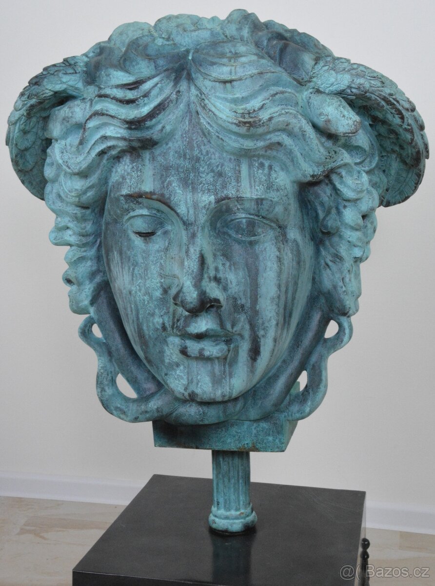 Bronzová socha - Medusa na mramoru - XXL - 98 cm - 8