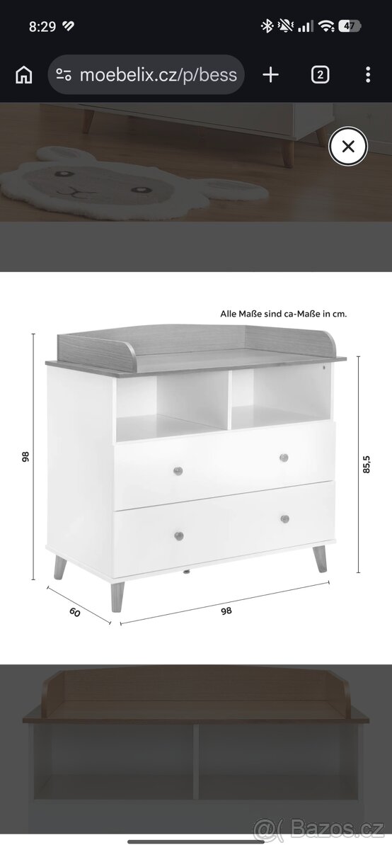 Přebalovací komoda (bílá/dřevo) - 8