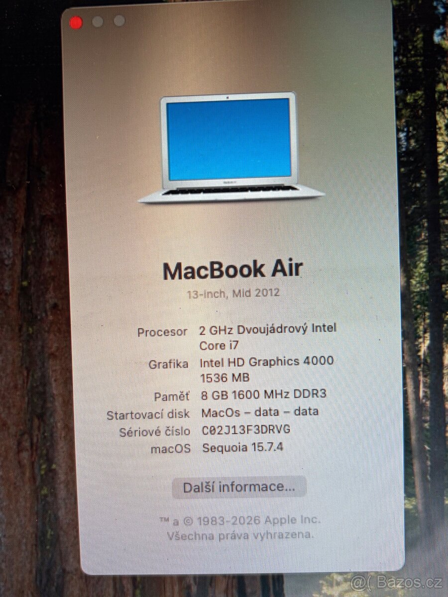 Macbook Air 13" Mid 2012 macOS Sequoia 15.7.4 - 8