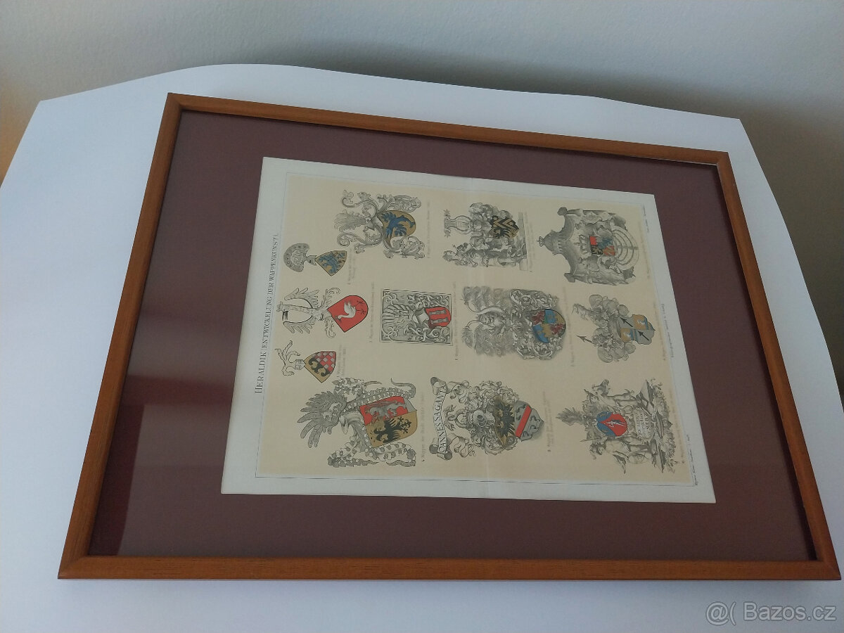 Heraldika, historie vývoje erbů, chromolitografie z r. 1893 - 8