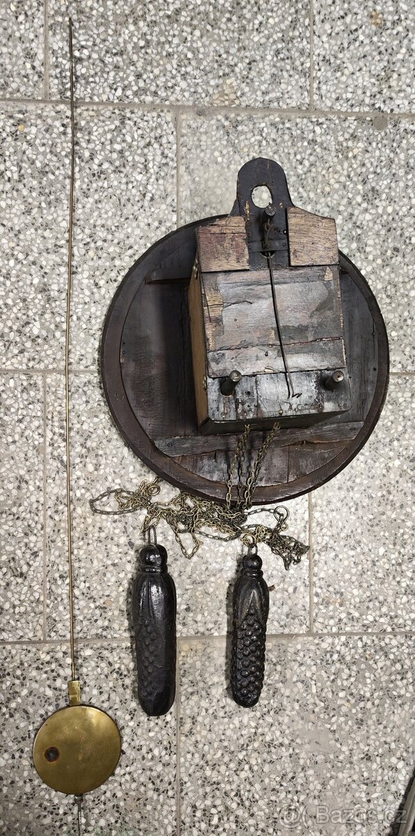 starožitné velké hodiny schwarzwald "polodřeváky" - 8