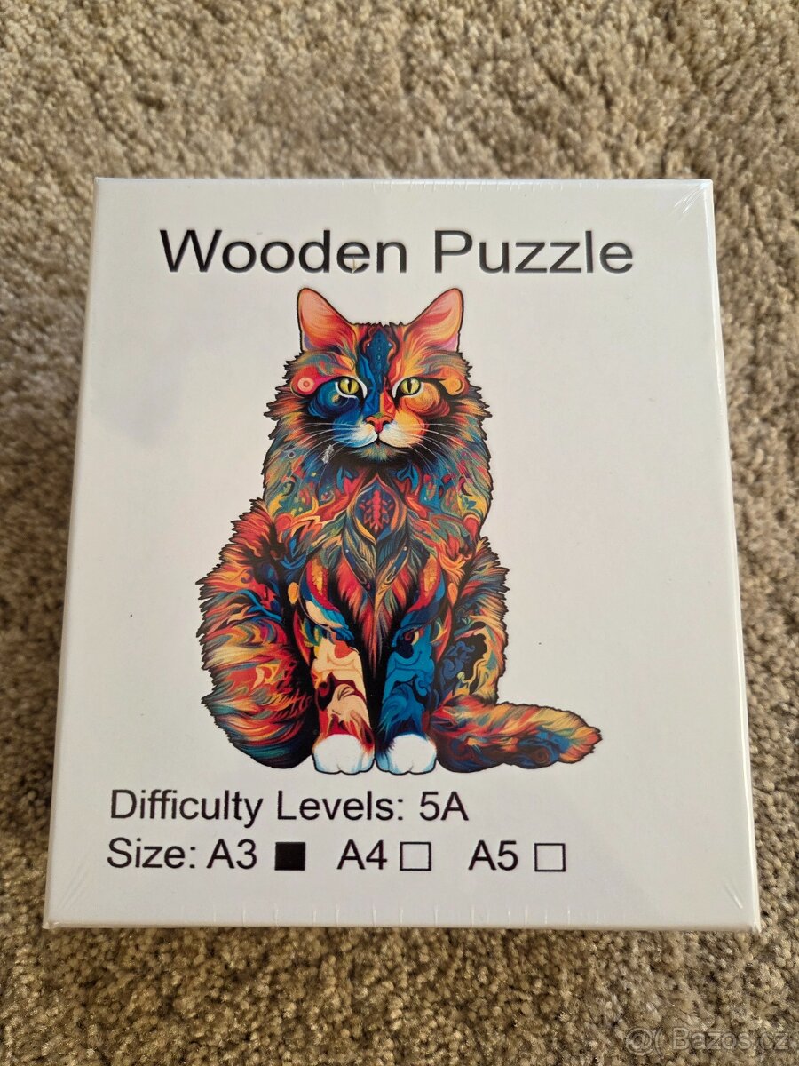 NOVÉ - Dřevěné puzzle Kočka A3 - 8