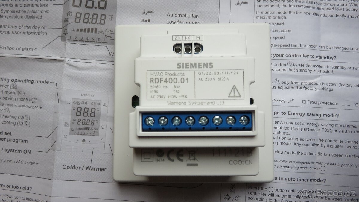 Pokojový termostat RDG100T, RDF400 , prost.snímač QAA32 - 8