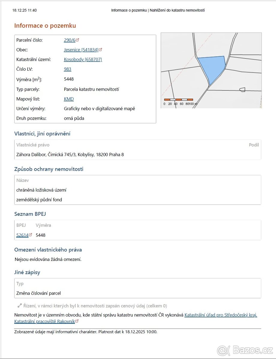 Kosobody - prodej pozemků 48 Kč/m2 - 8