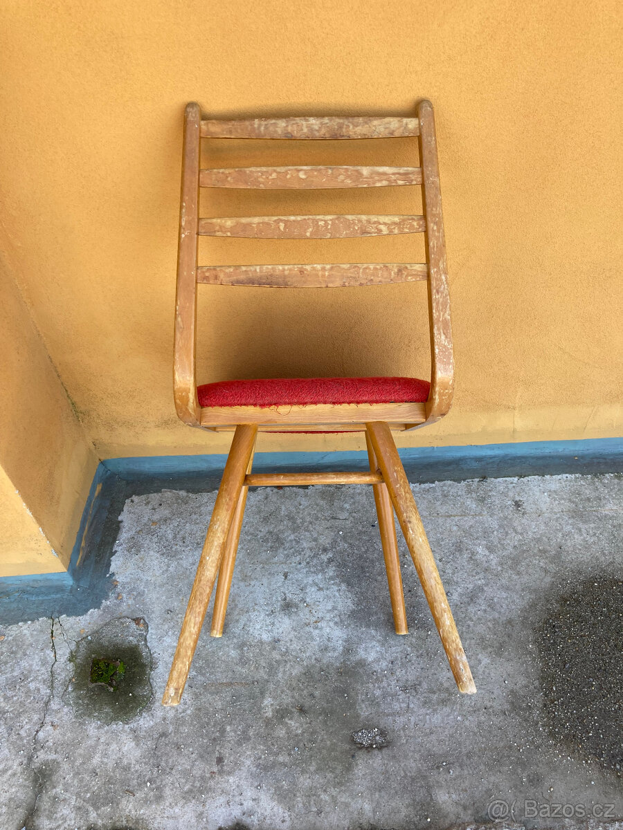 Židle dřevěná ohýbaná čalouněná látkou RETRO 500 kč - 8