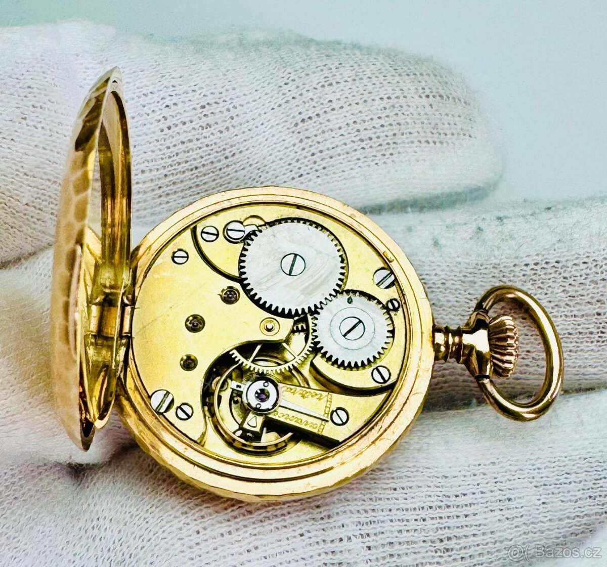 14K CELO ZLATÉ KAPESNÍ HODINKY OMEGA - GOLFOVÝ VZOR - FUNKČN - 8