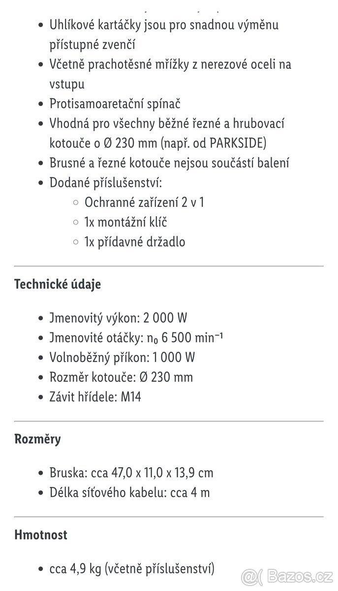 Elektronická bruska 230 parkside - 8
