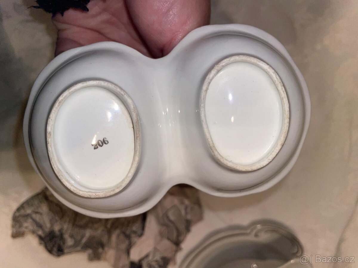 Stará porcelánová slánka a omáčník - 8