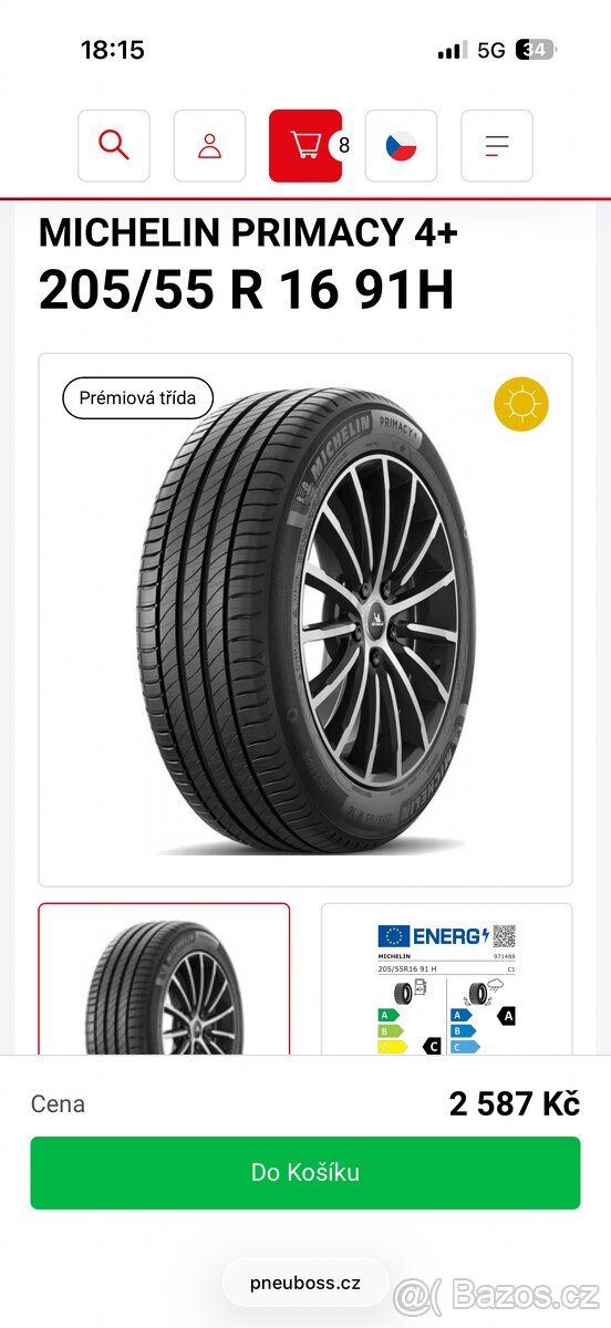 LETNÍ PNEU MICHELIN 205/55 R16 - 8