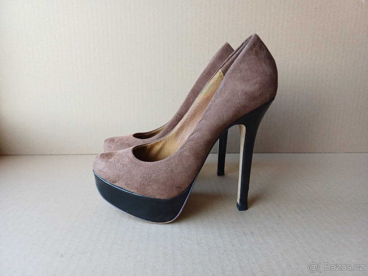 Hnědé lodičky na platformě vel.37 - 8