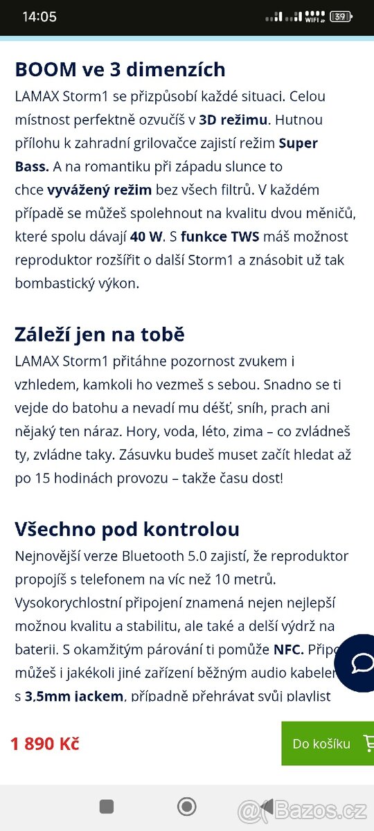 Prodám bluetooth reproduktor Lamax Storm 1 - 8