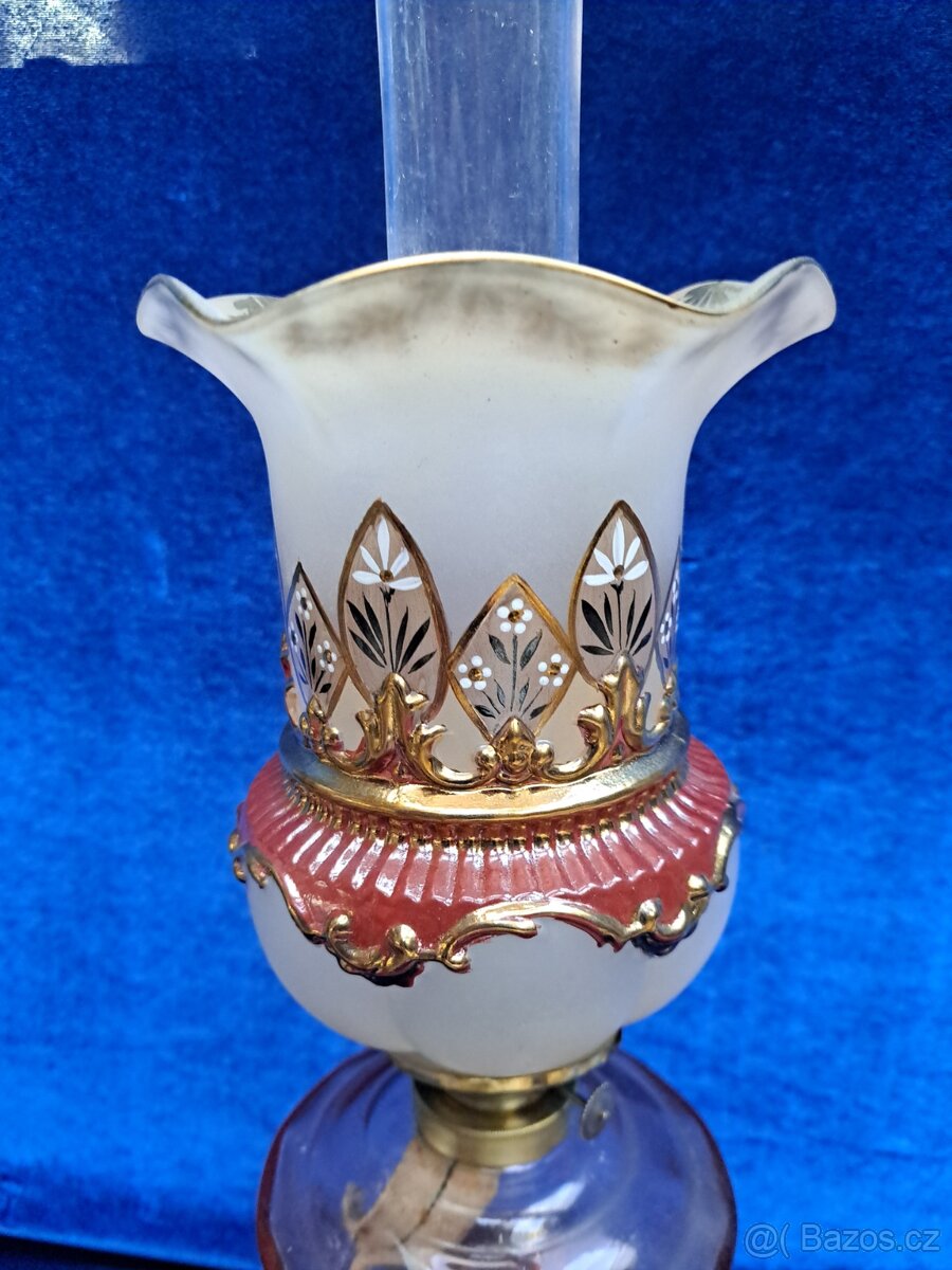 Petrolejová lampa skleněná, medová - 8