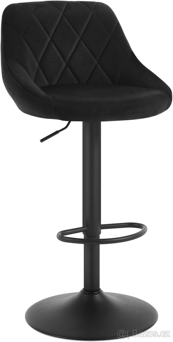 Nové párové barové židle, černý samet - 8