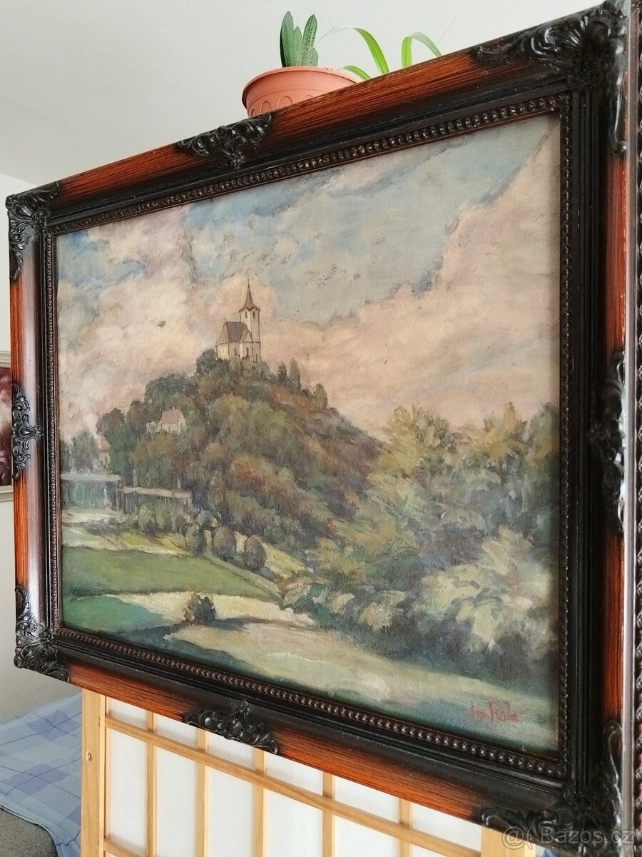 obraz PARTIE S KOSTELÍČKEM, olej, Josef Fiala - 8