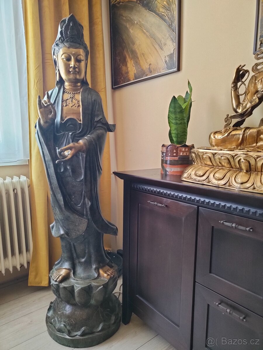 Budha - starožitná socha Kwan Jin v životnej veľkosti - 8