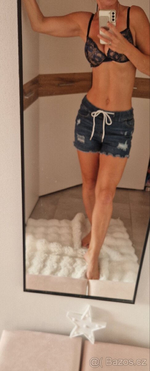 Nové dámské riflové džínové kraťasy šortky vel M - 8