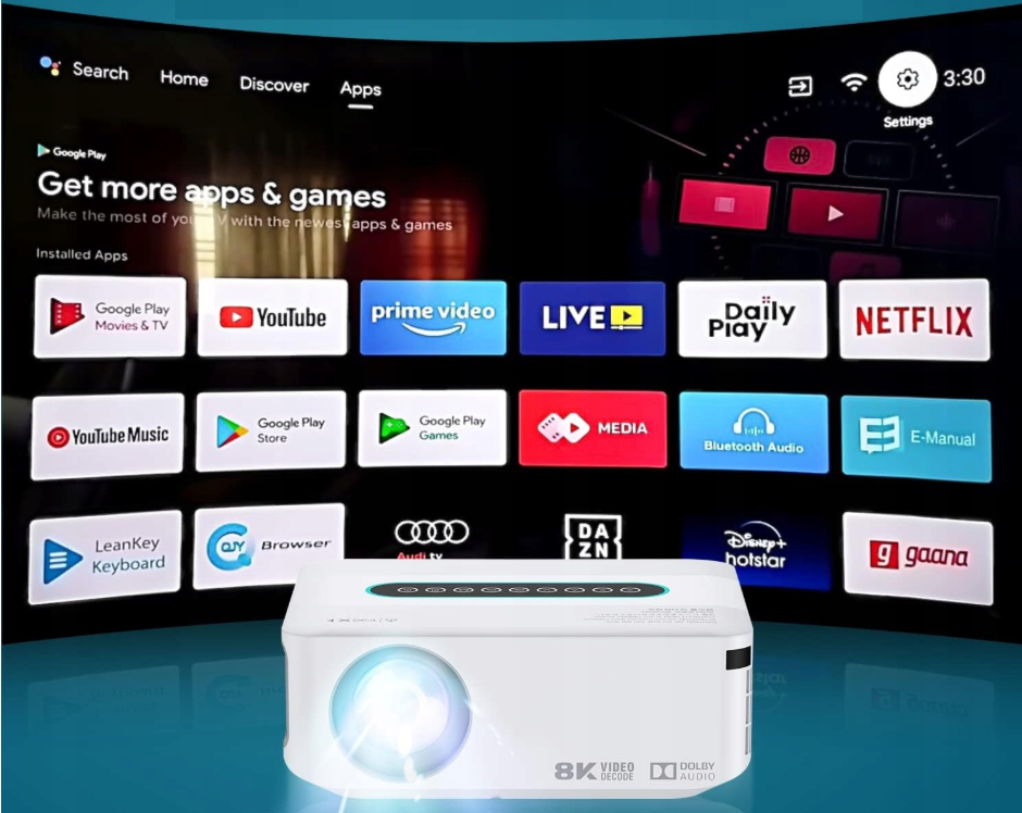 LED Projektor LED Heely / podpora 8K / Android / WiFi - 8