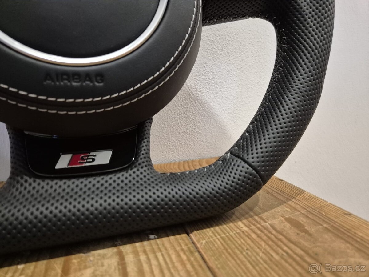 AUDI VOLANT CELO-PERFOROVANY - BIELE PREŠIVANIE - 8