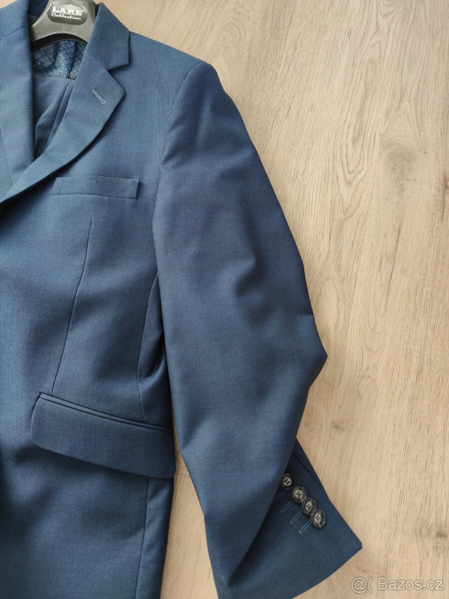 Pánský/chlapecký modrý oblek, slim, velikost 170/44 - 8
