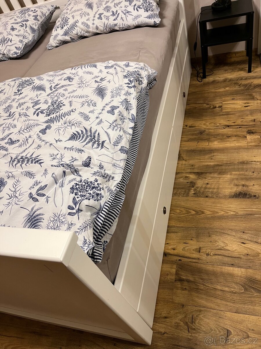 Postel 180/200 masiv bílá s šuplíky - 8