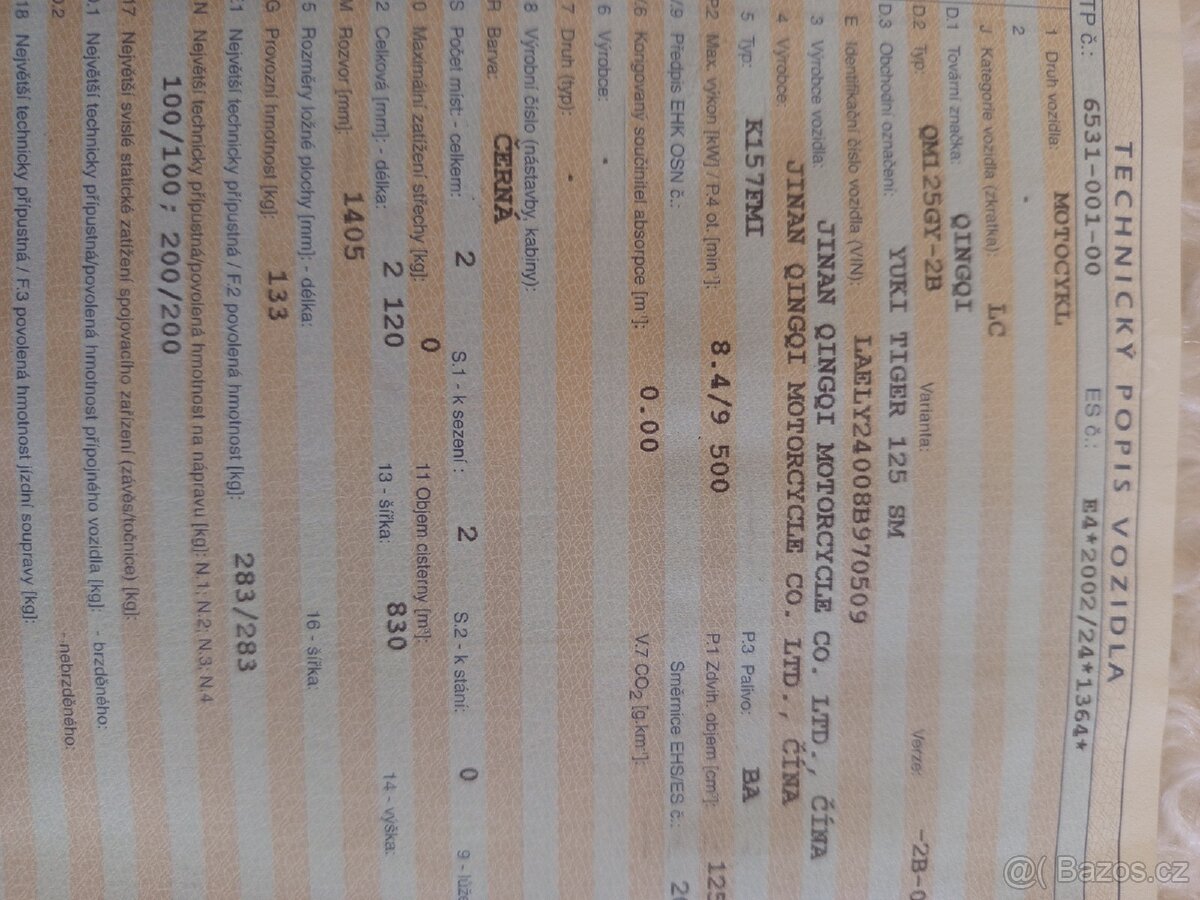 Prodám motocykl TIGER 125 ccm - 8