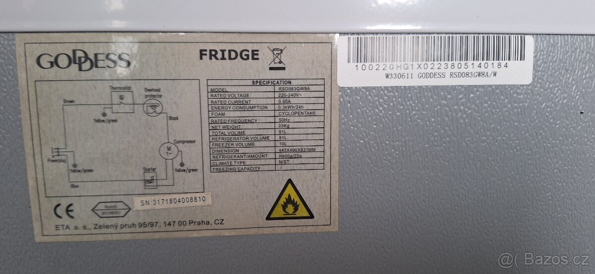 Lednice s mrazákem Goddess - 8