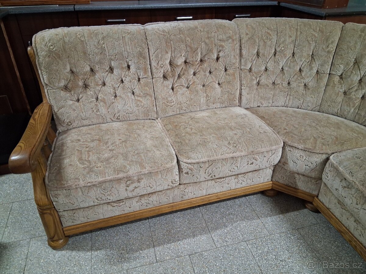 Sedací souprava rohová s křeslem rustikální - 8