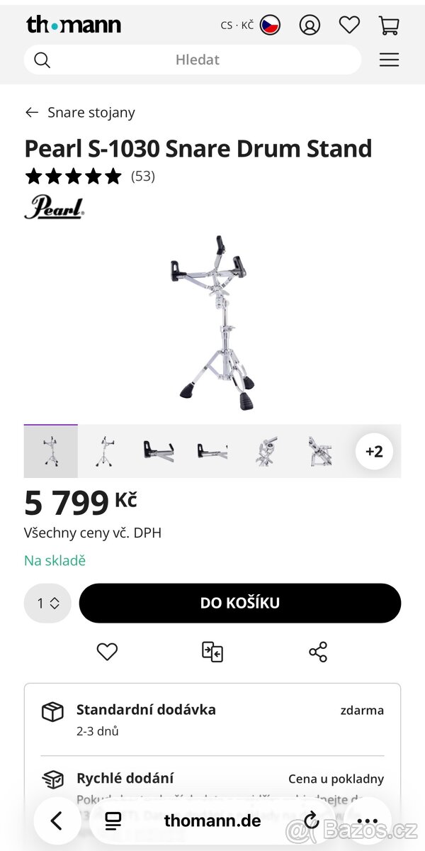 Stojan na snare buben značky Pearl - 8