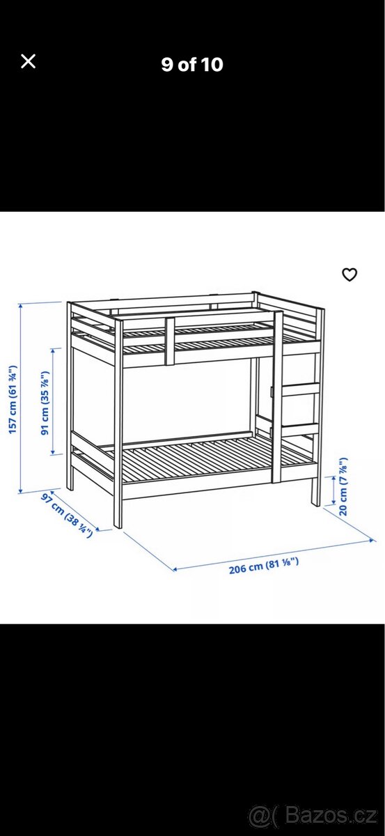 MYDAL Rám dětské palandy borovice + 2x matrace - 8