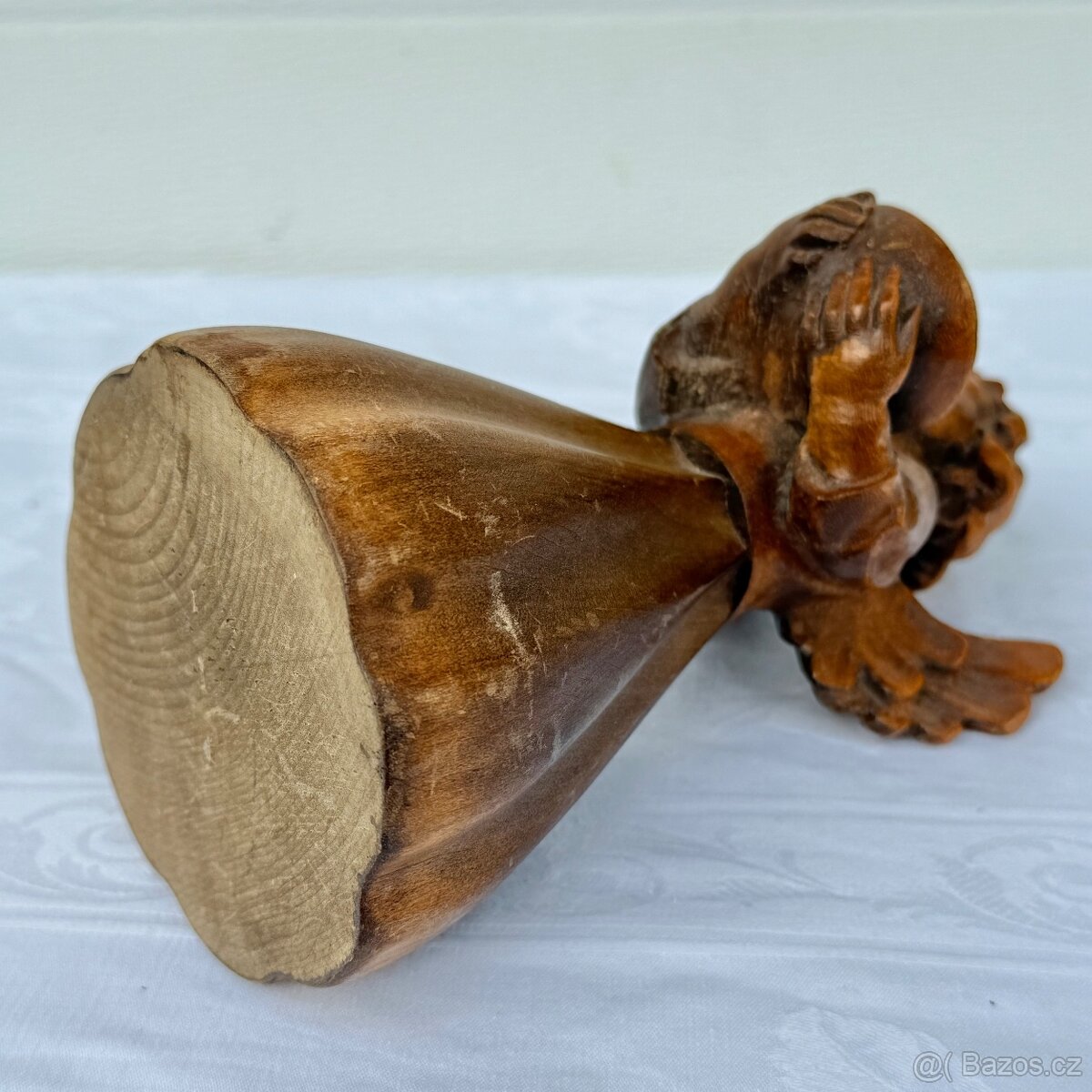 Dřevěná socha anděl svícen světlonoš - 8