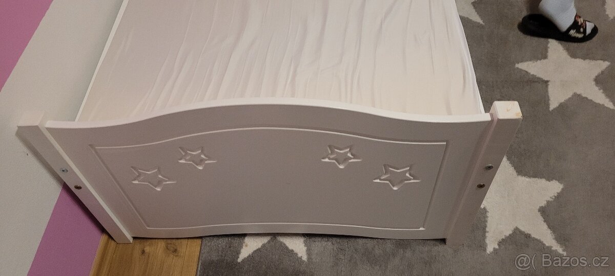 Dětská bila postel s hvězdičkama s šuplíkem - 8