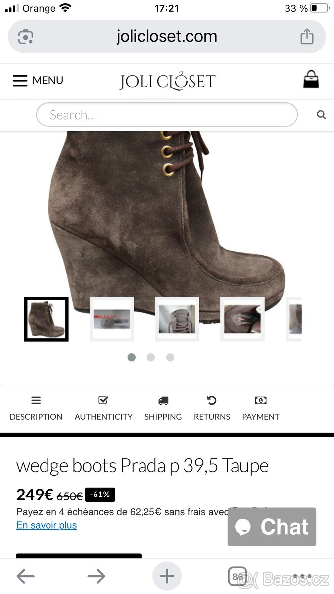 kozene PRADA boty, velikost 37,5 - 8