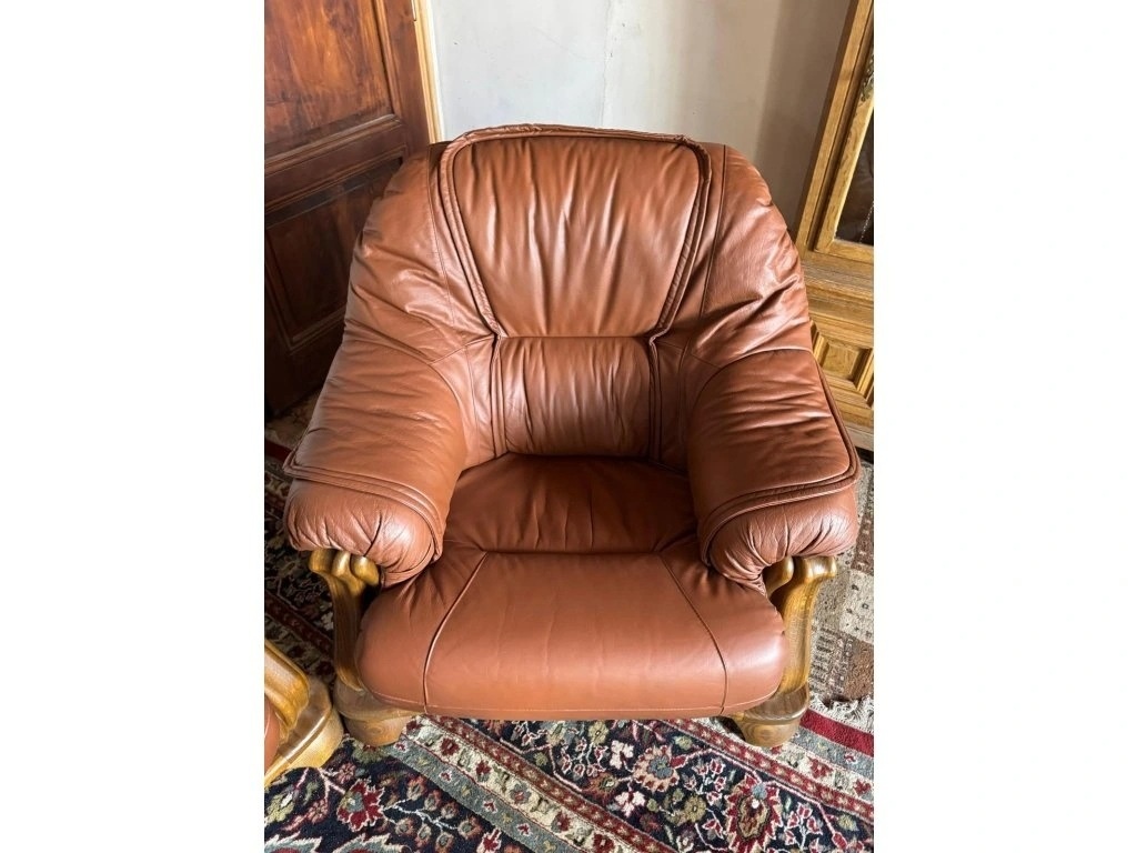 Dubová rustikální kožená souprava 3+1+1, 3791 - 8