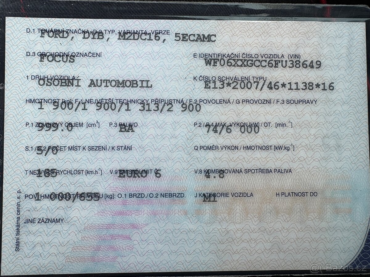 FORD FOCUS KOMBI 2016 , 1.0 - 8