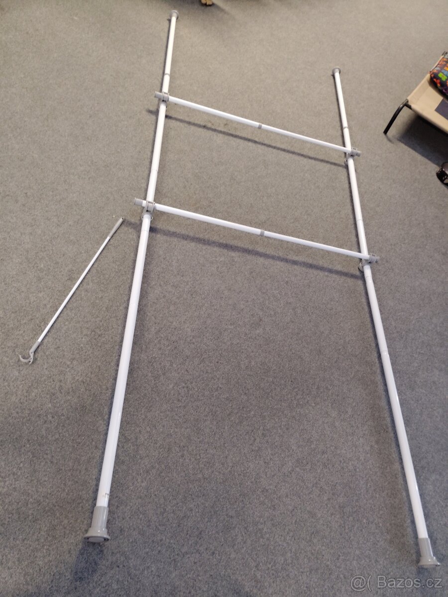 Teleskopický věšák, stojan na oblečení bílý kovový - 8