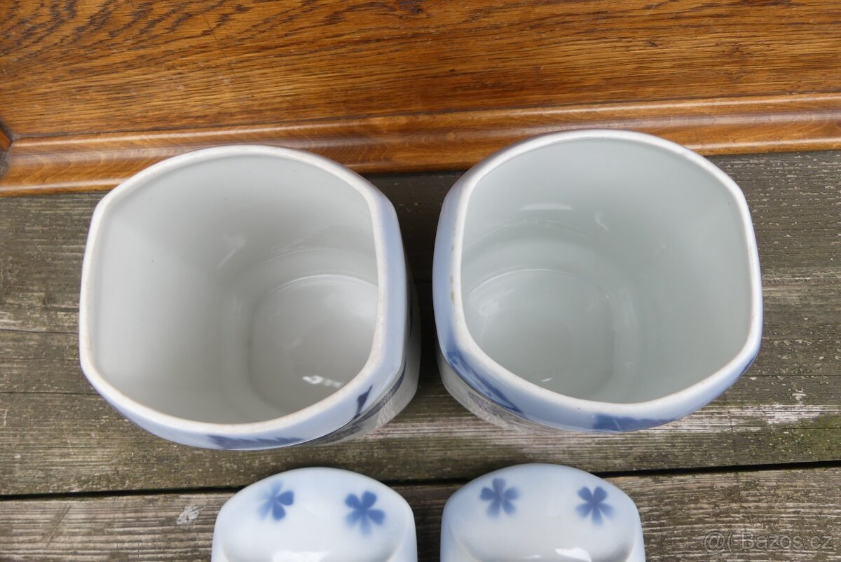 Porcelánové dózy Káva a Cukr, modré třešně Teplice - 8