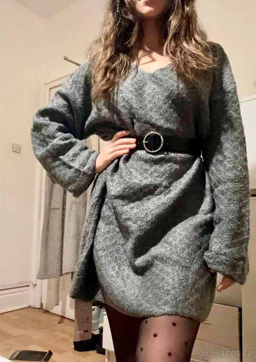 Dlouhý svetr - svetrové šaty 36/40 - 8