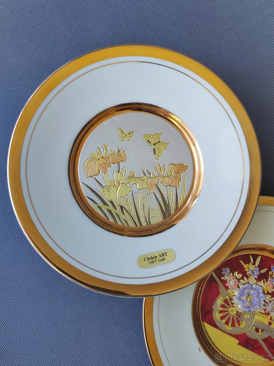 Sada krásných dekorativních talířů "Chokin ART" s 24k zlat - 8