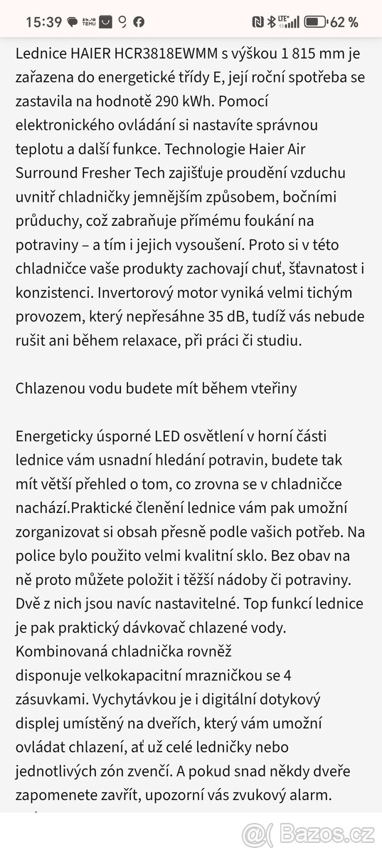 HAIER HCR3818EWMM americká lednice - 8