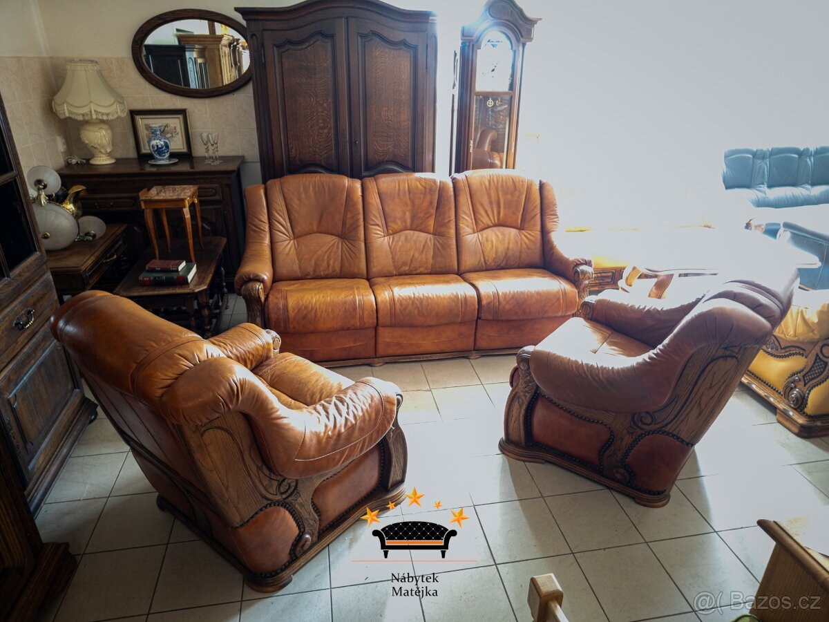 Sedací kožená souprava 3+1+1 -- - 8