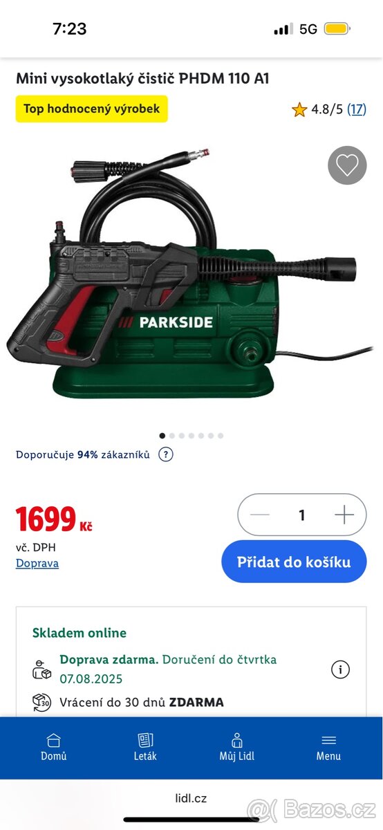 PARKSIDE Mini vysokotlaký čistič PHDM 110 A1 - 8