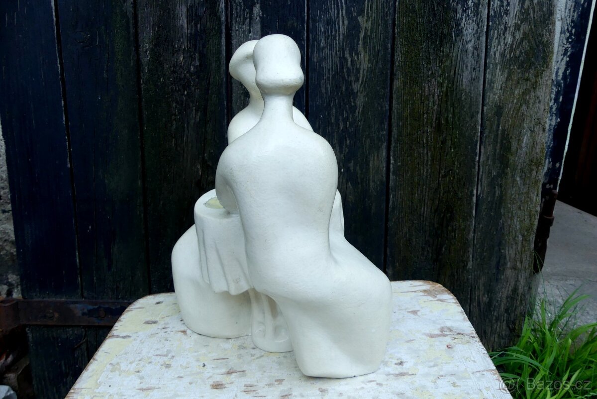Ženy u stolu...retro keramická plastika, brusel - 8