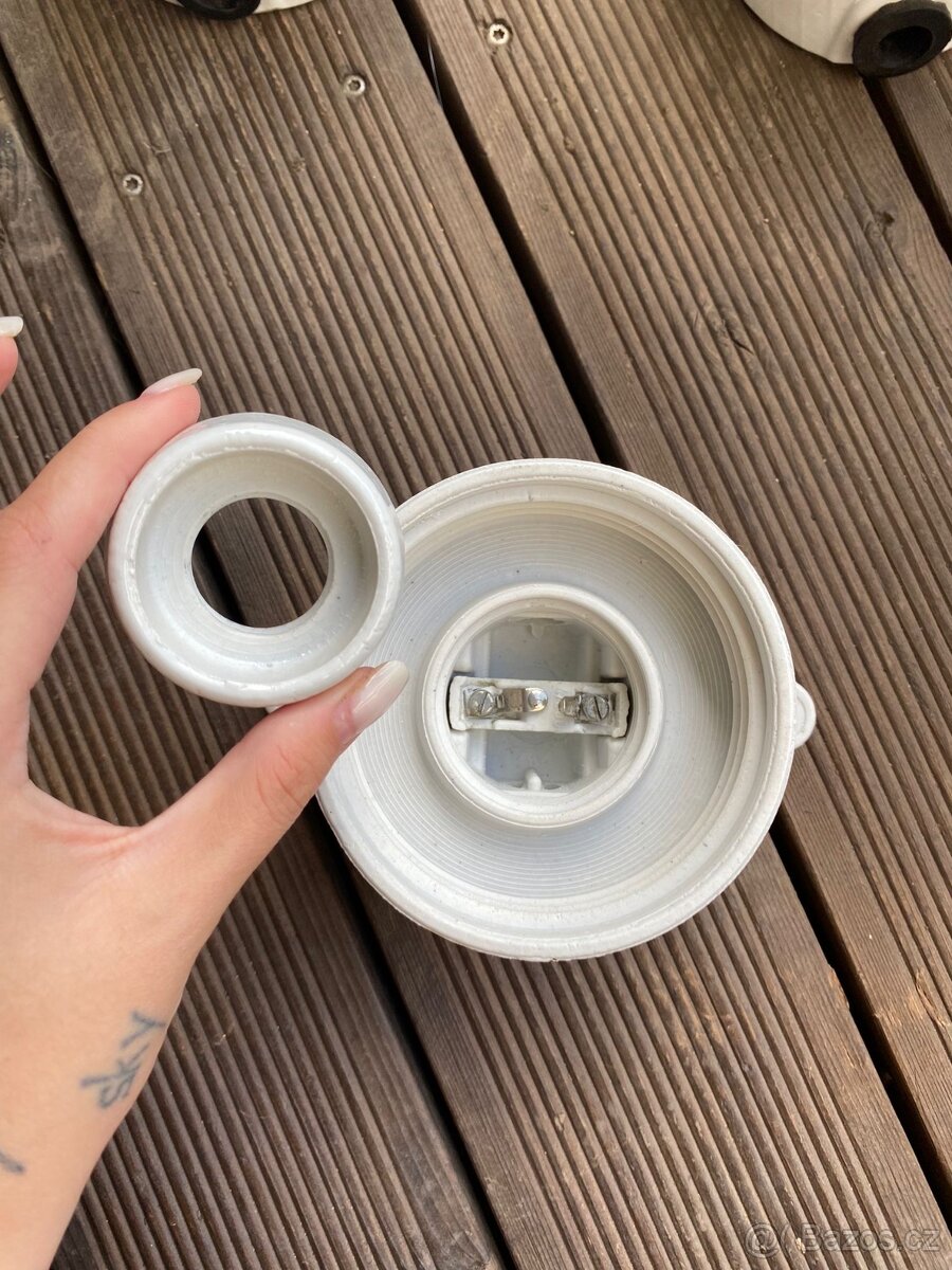 Retro porcelánové svietidlá DDR bublinkové & kryštál. - 8