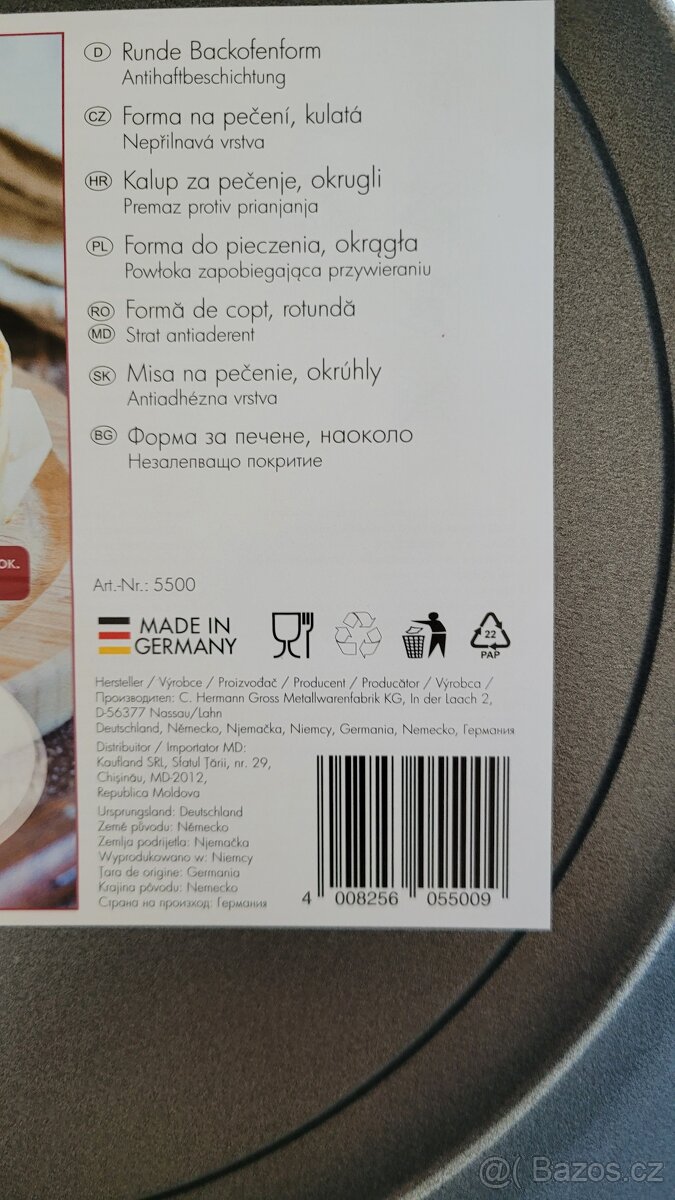 Forma na pečení vyrobená v Německu, značka ILAG - 8
