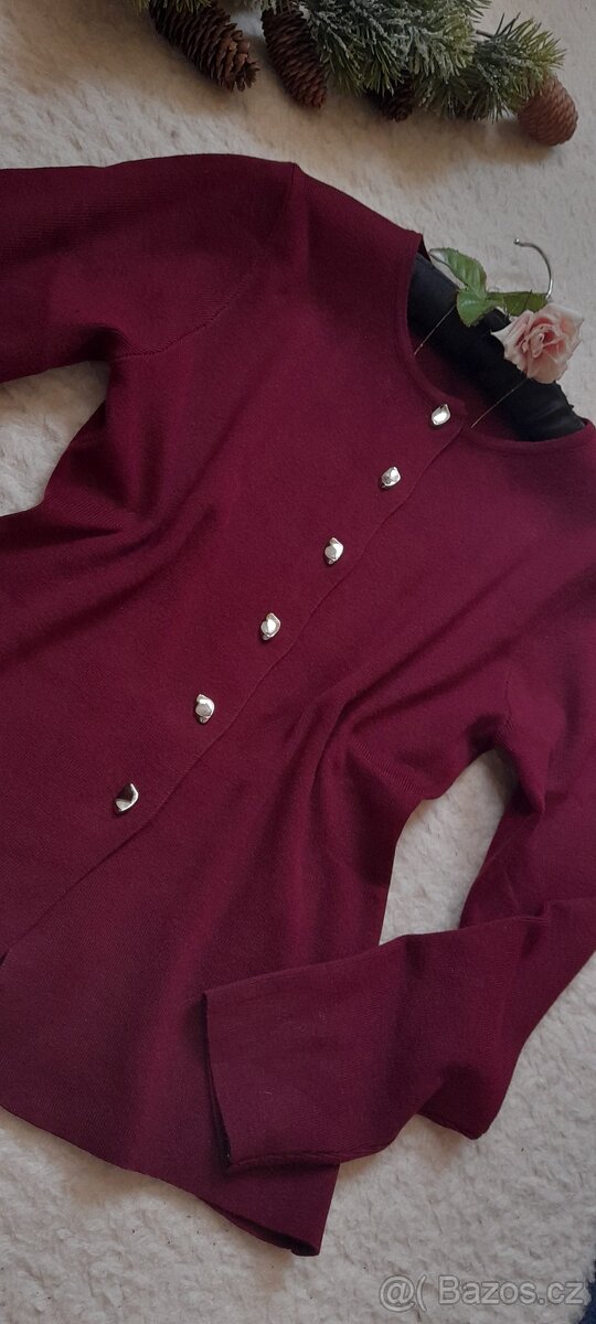 Elegantní bordó svetřík - NOVÝ - 8