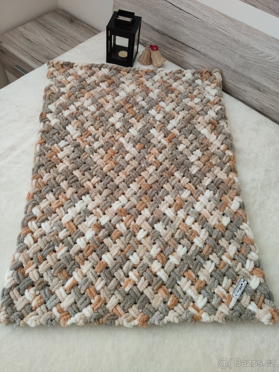 Pletená dětská deka hnědá mix - 8