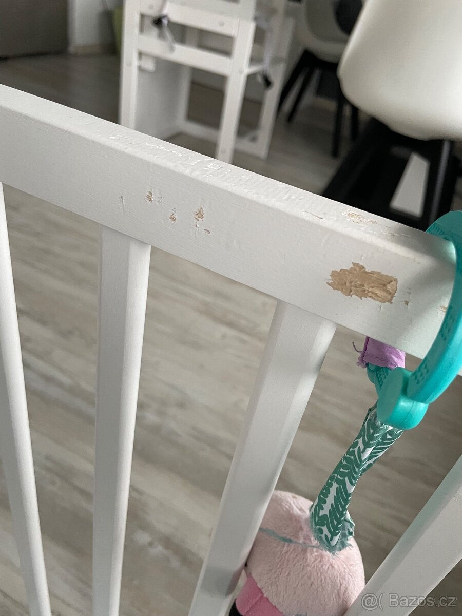 Dřevěná ohrádka pro děti 120 x 120 cm, bílá, BOBAS - 8