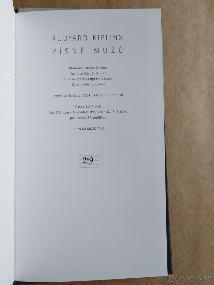 Písně mužů - Rudyard Kipling - číslovaný výtisk - 8